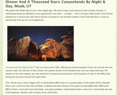 Dinner & A Thousand Stars Articles